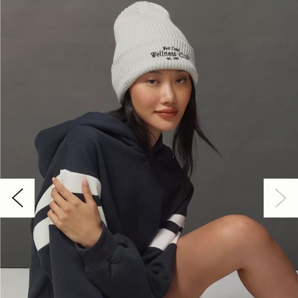 Anthropologie Daily Practice Sport Club Ribbed Beanie Hat in Light Grey NWT - Picture 3 of 5